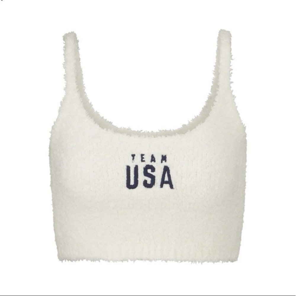 SKIMS Olympic Capsule USA Cozy Knit Tank in White Size 2X/3X NEW